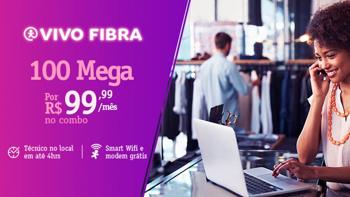 Banner Vivo Internet Fibra - Vivo Emmpresas 100 Mega - Smart Wi-fi - Ecotelecom Vivo Empresas